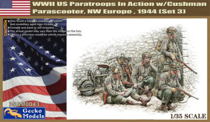 โมเดลฟิกเกอร์ทหาร Gecko Models 1/35 35GM0043 WWII US Paratroops In Action W/Cushman Parascooter Nw Europe, 1944 (Set 3)