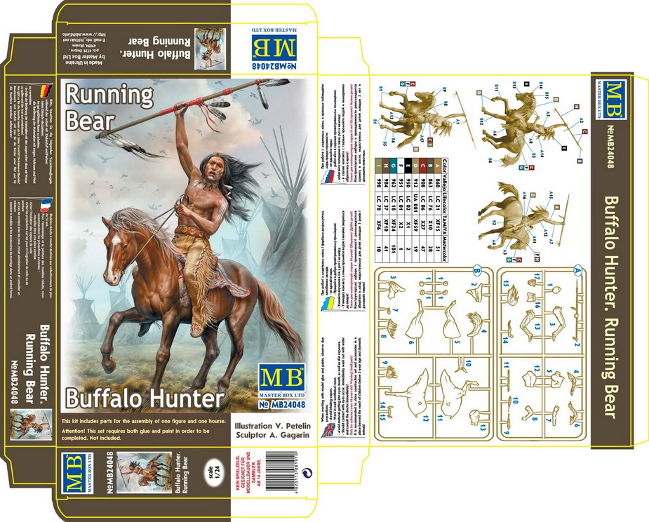 โมเดลฟิกเกอร์ Master Box 1-24 MB24048 Buffalo Hunter. Running Bear_1 Master Box 1/24 Buffalo Hunter (MB24048) - Image 1