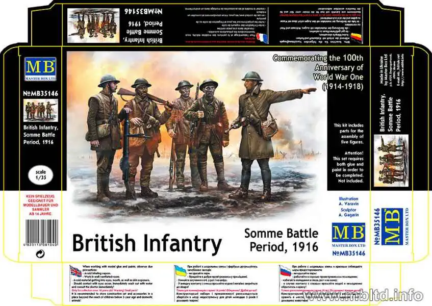 โมเดลฟิกเกอร์ Master Box 1-35 MB35146 British Infantry, Somme Battle Period, 1916_1 โมเดลฟิกเกอร์ Master Box 1/35 MB35146 British Infantry, Somme Battle Period, 1916 - Image 1