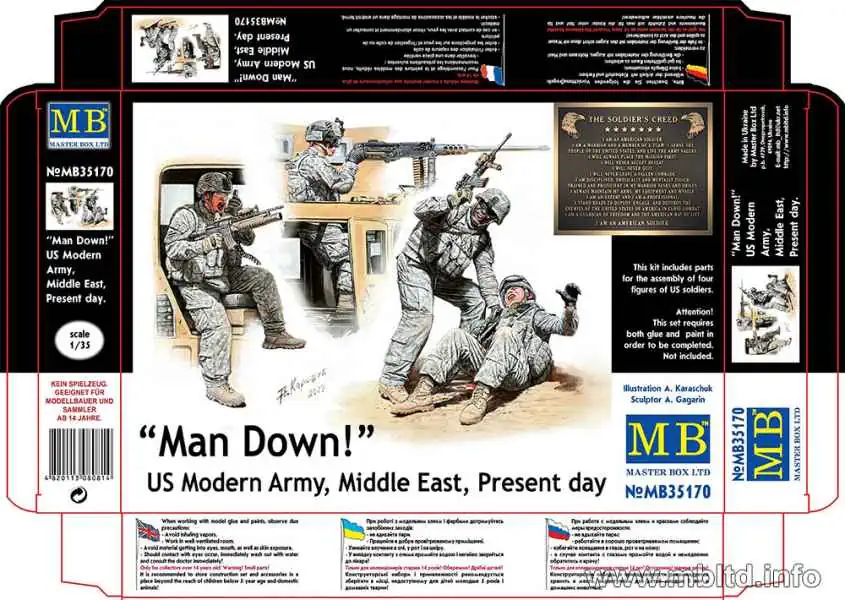โมเดลฟิกเกอร์ Master Box 1-35 MB35170 Man Down! US Modern Army, Middle East, Present day_1 Master Box 1/35 Man Down! US Modern Army (MB35170) - Image 1