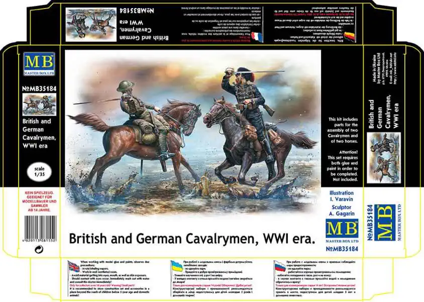 โมเดลฟิกเกอร์ Master Box 1-35 MB35184 British and German Cavalrymen, WWI era_1 Master Box 1/35 British and German Cavalrymen (MB35184) - Image 1