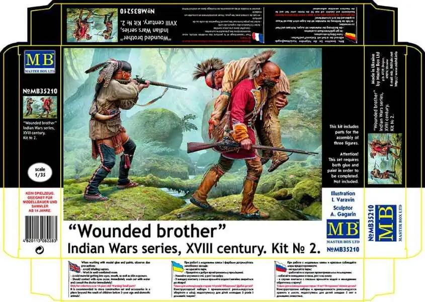 โมเดลฟิกเกอร์ Master Box 1-35 MB35210 Wounded brother. Indian Wars series, XVIII century. Kit_1 Master Box 1/35 Wounded Brother (MB35210) - Image 1