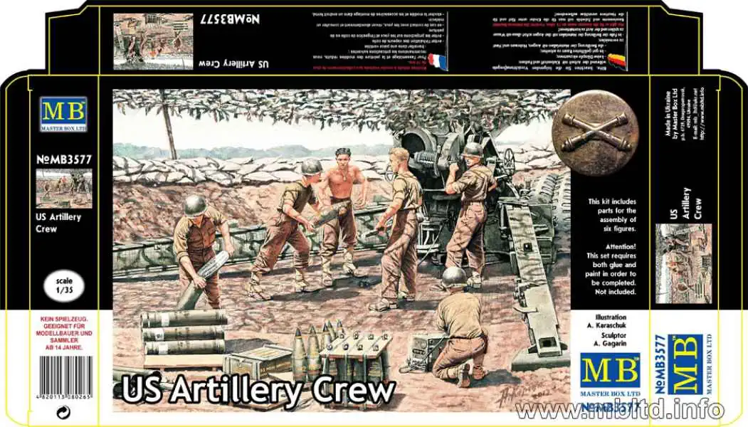 โมเดลฟิกเกอร์ Master Box 1-35 MB3577 US ARTILLERY CREW_1 Master Box 1/35 US Artillery Crew (MB3577) - Image 1