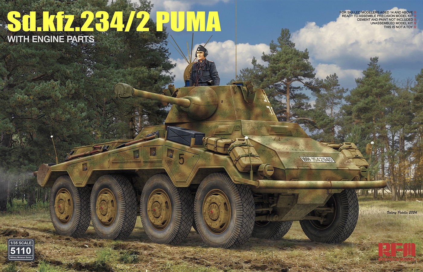 RFM5110_1 Rye Field Model 1/35 Sd.Kfz.234/2 Puma with Engine Parts (RFM5110) - RFM5110