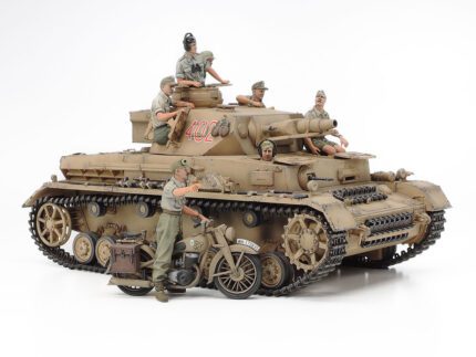 Tamiya 1/35 Panzerkampfwagen IV Ausf F & Motorcycle North Africa (TA25208) - TA25208